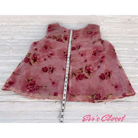 August Max Woman Pink Floral Rose Boho Cottage Core Top Sleeveless Sz 20 - Picture 8 of 10